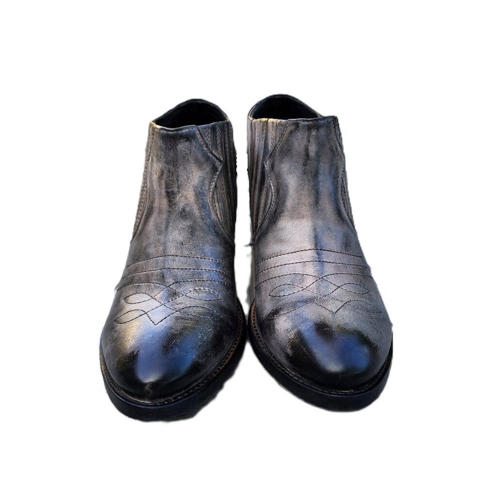 Roan Malina Leather Western Ankle Boots 8 - Picture 4 of 12